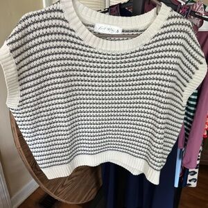 Black and White Knit Sweater Top